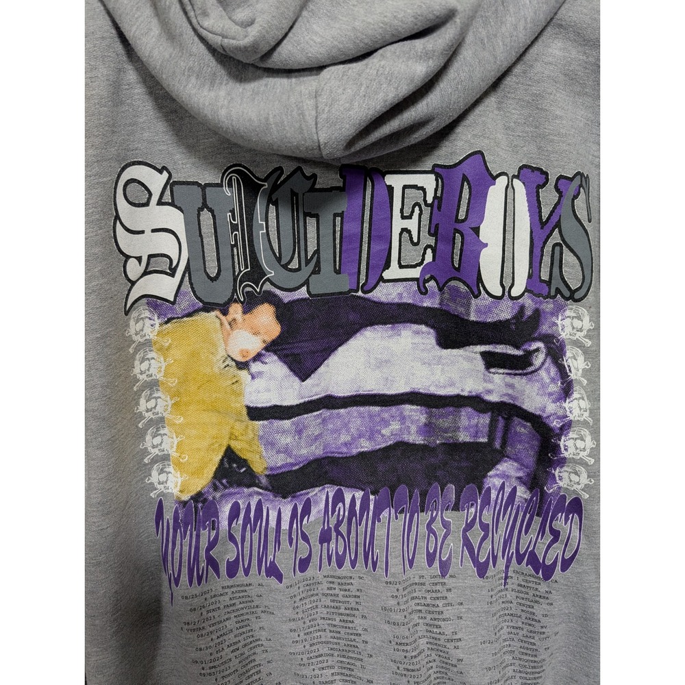 Suicideboys Grey Day 2023 Tour Hoodie G59 Records Grey Purple Mens Medium 1171
